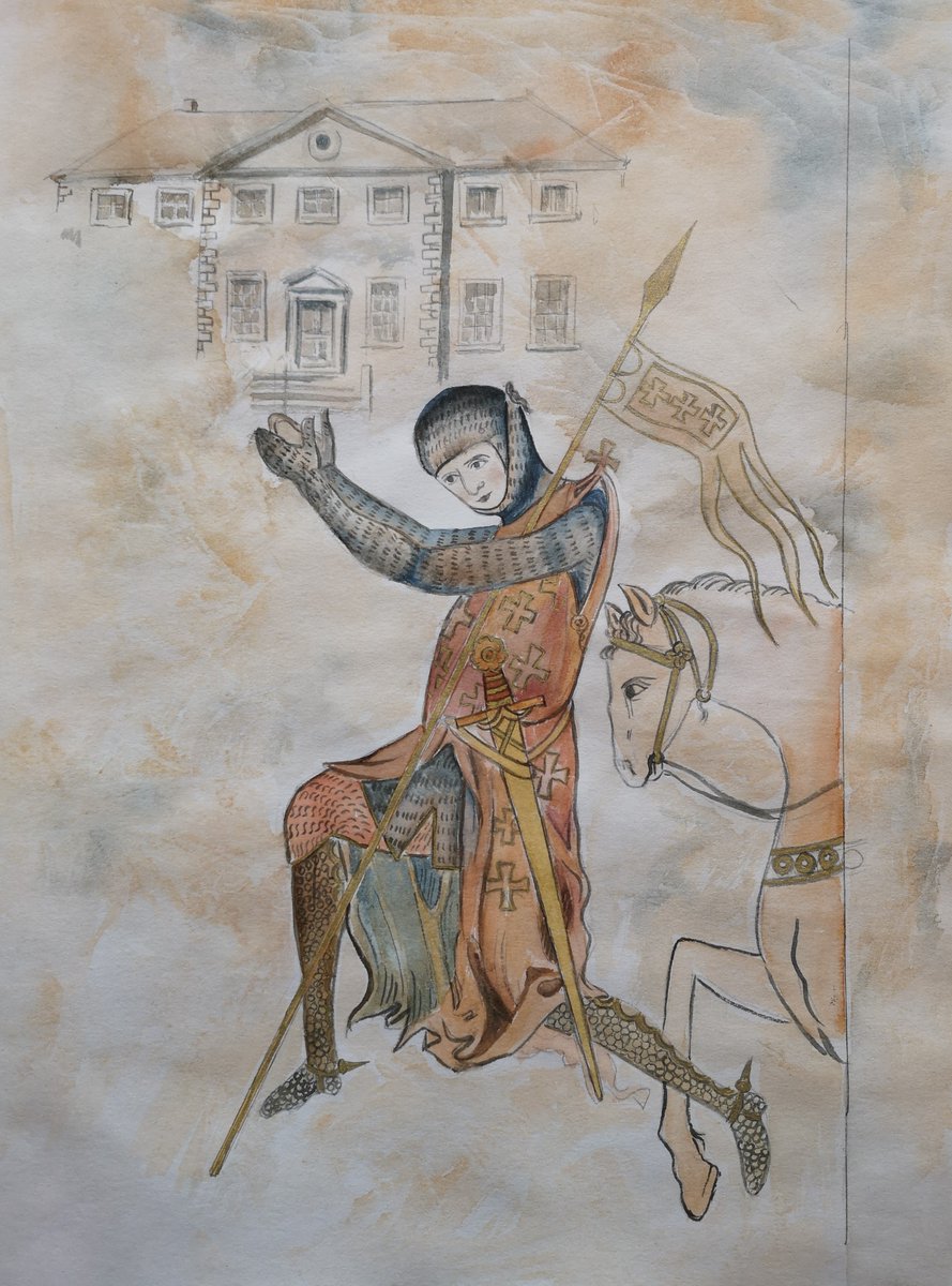 artofthewake's tweet photo. The illustration below is based on the Matthew Paris, an English Benedictine monk who was an illustrator of illuminated manuscripts in the 13th century. He often included self portraits in his work. That's him on the right. #JamesJoyce #FinnegansWake #knightsoflazarus https://t.co/e4rYblsYks
