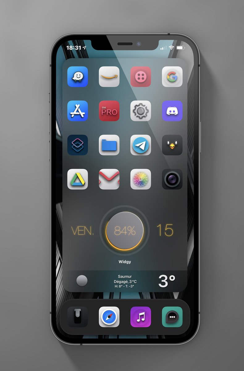 TeboulDavid1's tweet photo. Tonightโs enjoying #Cycle Icons from @Enter_Apps โก๏ธ๐ฅโค๏ธ
.
.
๐ RealWeatherV1 @thewaytozion
.
.
#iPhone12ProMax
#ios14homescreen
#ios14icons
#nojailbreak
#wallpaper me
@screenshot_pro
#iOS144beta2
#Widgy warfareforartists (edited) https://t.co/A4WM828J3x