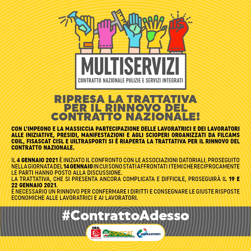 FilcamsSicilia's tweet photo. #MULTISERVIZI,ripresa la #trattativa per il #rinnovo del #contratto nazionale! Con l’impegno e la massiccia partecipazione delle lavoratrici e dei lavoratori alle iniziative, presidi, manifestazioni e scioperi si è riaperta la trattativa per il rinnovo del #CCNL.
#ContrattoAdesso https://t.co/emHoQ4TdEf