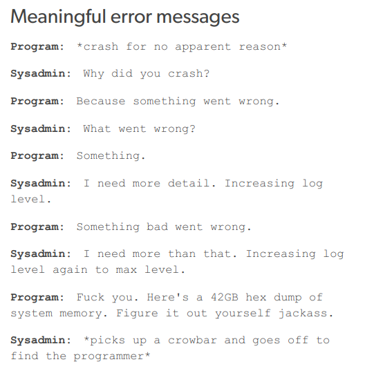 nixcraft's tweet photo. Error messages ;) https://t.co/eVH8t5teoi