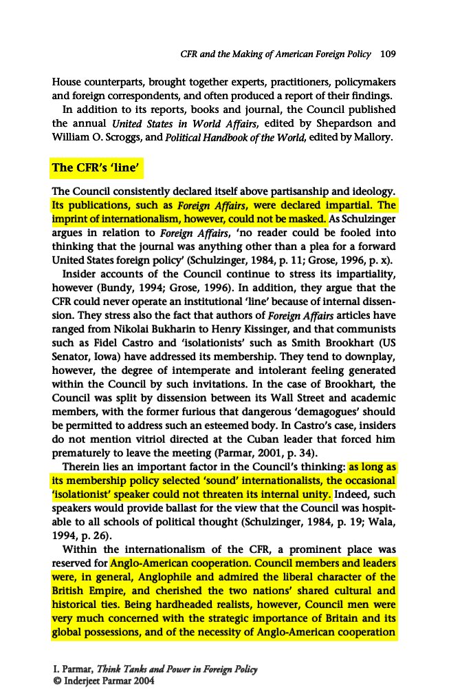 25 of 40 The CFR pushes two agendas:1. Anglo-American unity2. Globalism These are the same goals set forth in Rhodes's will, which called for a global Anglo-American union so powerful it would "hereafter render wars impossible..." https://link.springer.com/chapter/10.1057/9780230000780_5