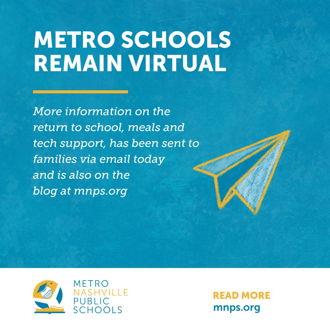 MetroSchools's tweet photo. Metro Schools will remain virtual when students return to school Tuesday, Jan. 19. More information on the return to school, meals and tech support has been emailed today, but can also be found on our website.
https://t.co/HB64J0nar7 https://t.co/S4bmgg75UJ