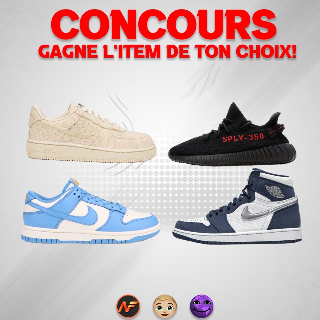 🚨 CONCOURS 

Tente de gagner la paire de ton choix !

Pour participer :

- RT &amp; FOLLOW 
<a href="/wrld_mag/">WRLD</a>, <a href="/NotifyFrance/">Notify France 🇫🇷 - Cook Group Français</a>, <a href="/laroutineyt/">La Routine</a> 

- Mentionne 1 ami(e) en commentaire

Bonne chance 🕺