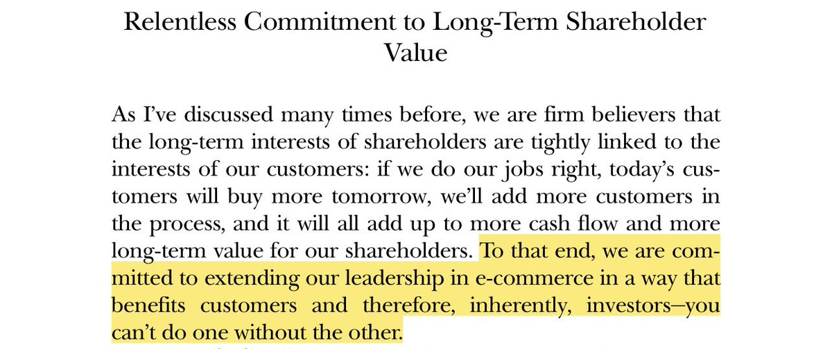 “We are committed to extending our leadership in e-commerce in a way that benefits customers and therefore, inherently, investors-you can’t do one without the other.”