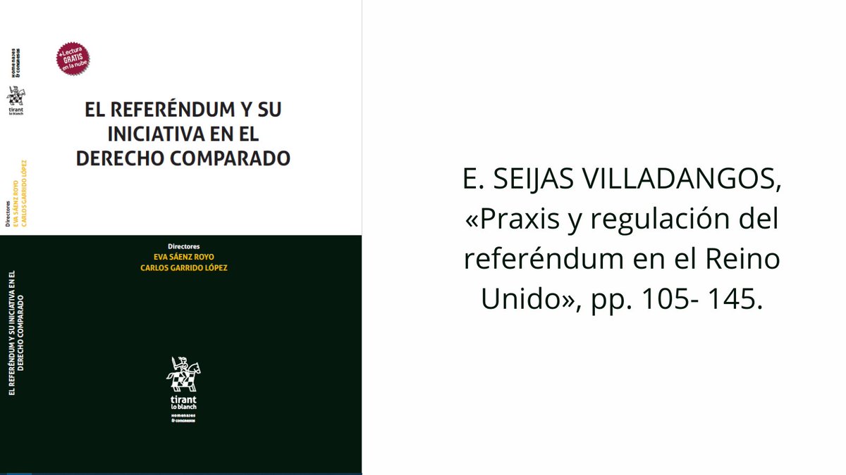 La editorial <a href="/Tirant_ESP/">Tirant España</a> publica "El referéndum y su iniciativa en el Derecho Comparado". Dirigido por Eva Sáenz y Carlos Garrido. Donde participa un miembro de GEDECO, <a href="/EstherSeijas3/">Esther Seijas</a>, con un capítulo de libro.