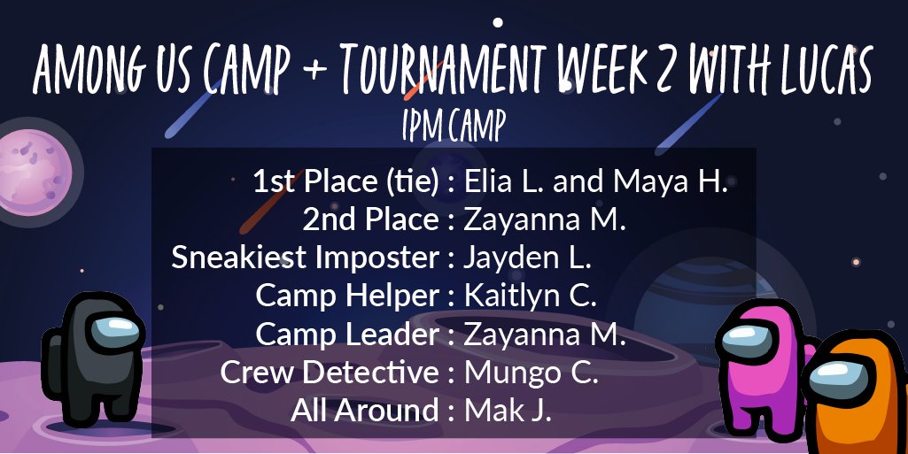 pathwayesports's tweet photo. We're so glad everyone had such a great time at camp! Special shout out to our Week 2 winners. 🎊 https://t.co/8LY1EB7hSo