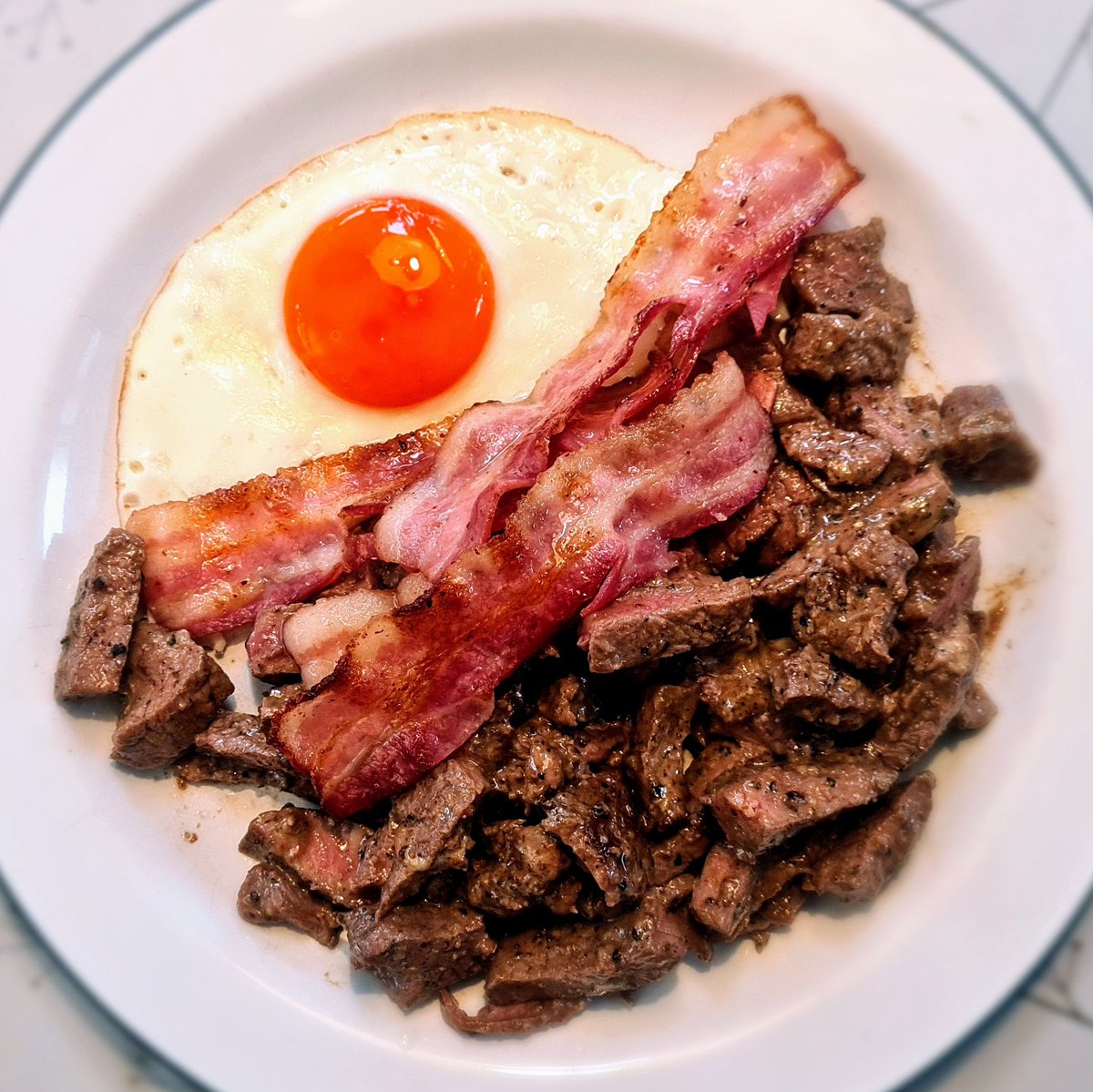 January self experiment  #carnivore day 15TMAD day today with a selection of beef cuts, eggs and bacon Started the clock for a group fast: next meal Sunday lunchtime #IntermittentFasting  #lowcarb