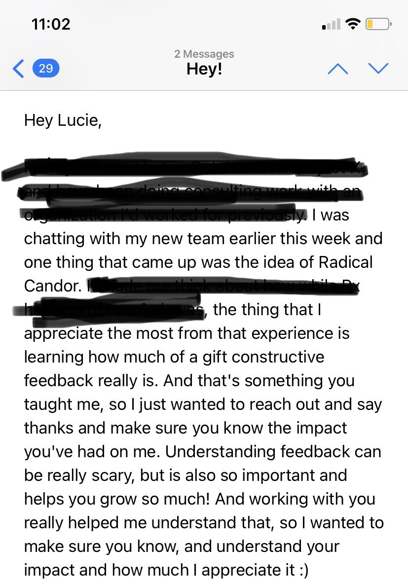This message is Serious Friday Feels 🤗 PSA Feedback really is a gift! Even when it’s hard, do it anyway.
