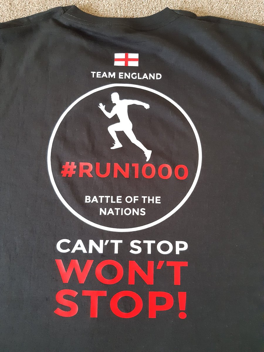 Littlegingerdog's tweet photo. Another run completed today for @_Run1000 . I wore my new tee shirt too! Thanks @AdamaUK_ . #RUN1000 #TeamEngland  #ruralmentalhealth https://t.co/pOMiWzsSG3