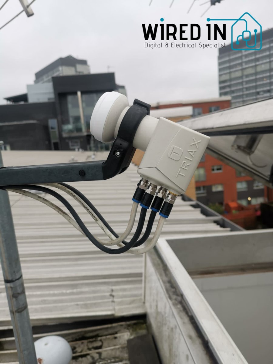 wiredinltd's tweet image. Supplied and fitted new Triax Quattro LNB, new f-connectors fitted to cables and Satellite Dish realigned.