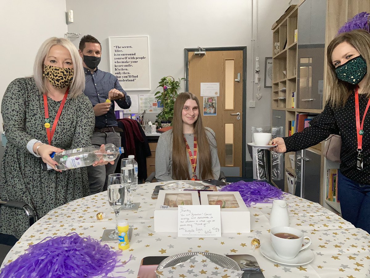 Bharries3's tweet photo. ‘Feel Fabulous Friday’ today and myself and @MissScotney were the winners of a very special treat! An afternoon tea dinner date whilst being waited on by SLT 🥳🥰. Very thankful indeed! #howawesome #grateful #feelingfab @wyndham_academy @kiryster https://t.co/o9laBnyend