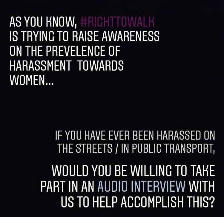 RightToWalk2's tweet image. Good evening everyone, as you know we are making a mountain video of audio testimonies of women victims of street harassment. If you can participate by sending us an audio / video testimonial at --&amp;gt; RightToWalkOrganization@gmail.com thank you 💜
#RightToWalk
#womensawareness