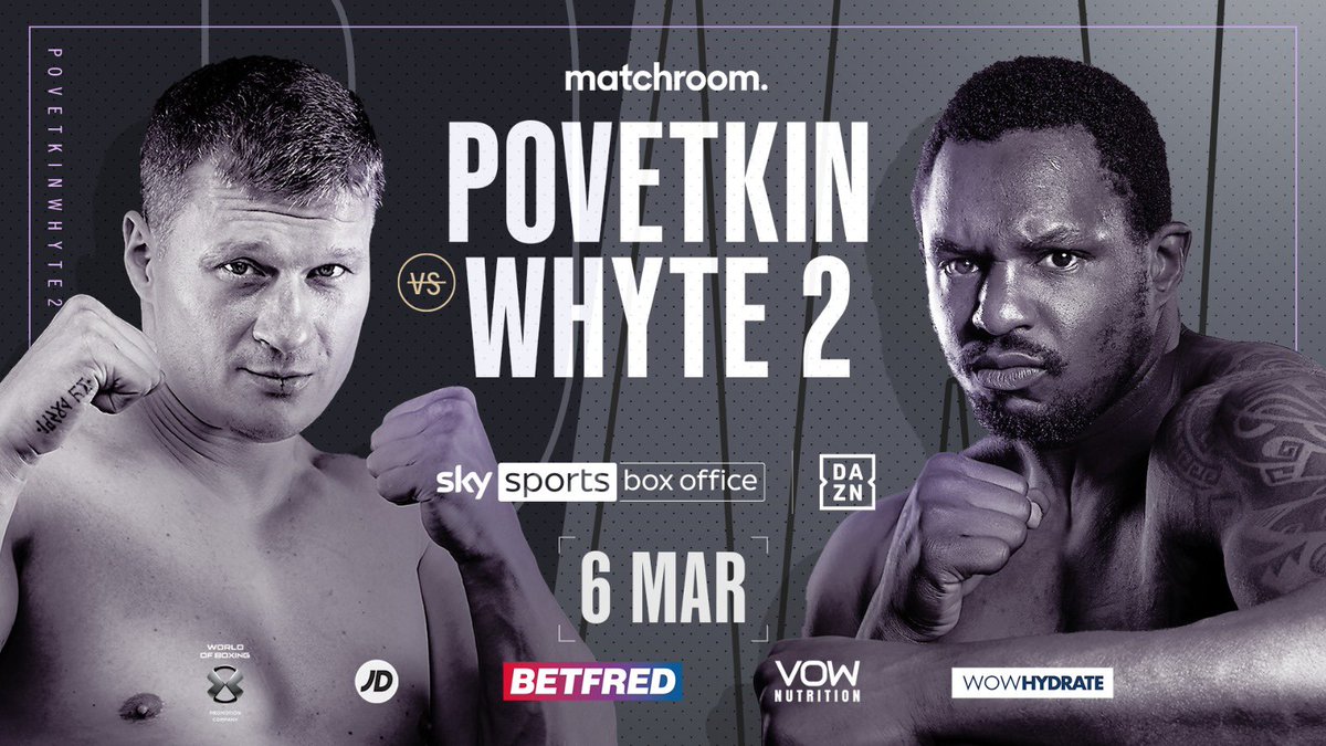 EddieHearn's tweet photo. Repeat or Revenge!!?? Povetkin v @DillianWhyte 2 lands March 6!! 🔥@SkySportsBoxing @DAZNBoxing https://t.co/edTzAxoJ0a