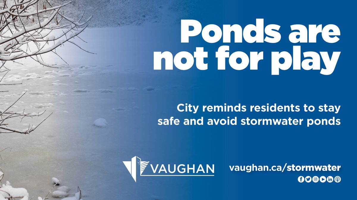Stormwater ponds are made to prevent flooding &amp; improve water quality before it’s released back into the nearest river or creek – but they are not meant for skating, sliding or other recreational uses. Read more in the City’s public service announcement: vaughan.ca/news/Pages/Pon…