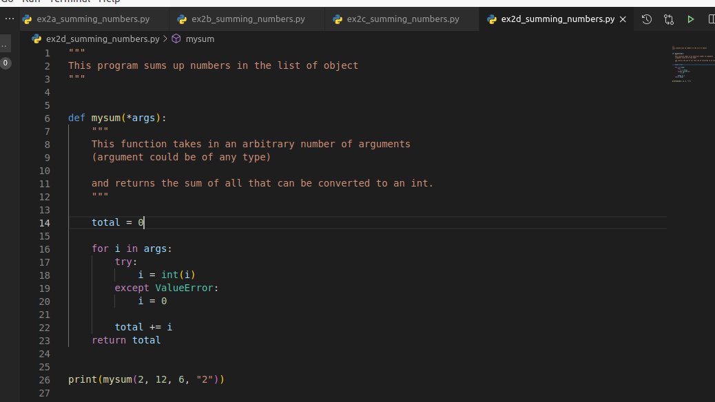 JohnJohnsonOkah's tweet photo. Day 43
Summing varieties
An additional exercise on summing, revisiting:
- arguments with a default value
- simple conditional statement
- error try-exception
#100DaysOfCode #python #pythonworkout #sum https://t.co/JvzfIqpHiw