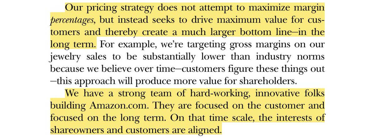 “We have a strong team of hard-working, innovative folks building  http://Amazon.com&nbsp;. They are focused on the customer and on the long term. On that time scale, the interests of shareowners and customers are aligned.”