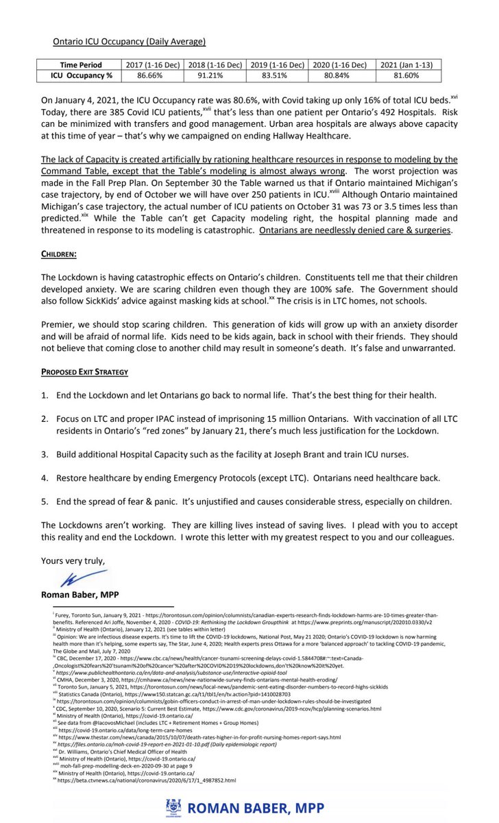 Roman_Baber's tweet image. We&apos;re not backing down. See my fact sheet in response to Gov&apos;s fact sheet, sourced. Put it back to them #onpoli media! Capacity is based on MOH Ontario numbers. The CMHA suicide study is linked. See my Letter re Dr.Brown modeling &amp;amp; chart. The misinformation is from Govt. Retweet.