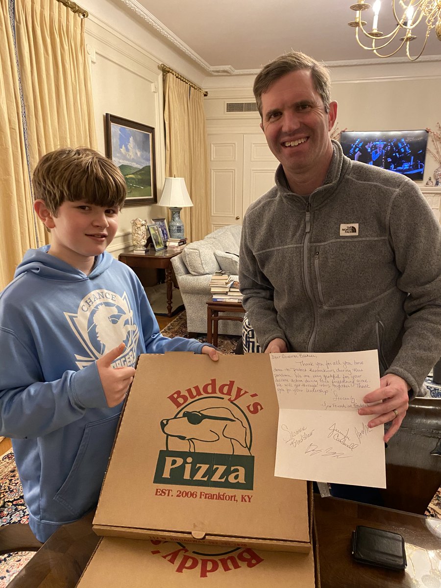 AndyBeshearKY's tweet photo. Thank you to Buddy’s for the kindness and delicious pizza! https://t.co/ePKose0zfJ