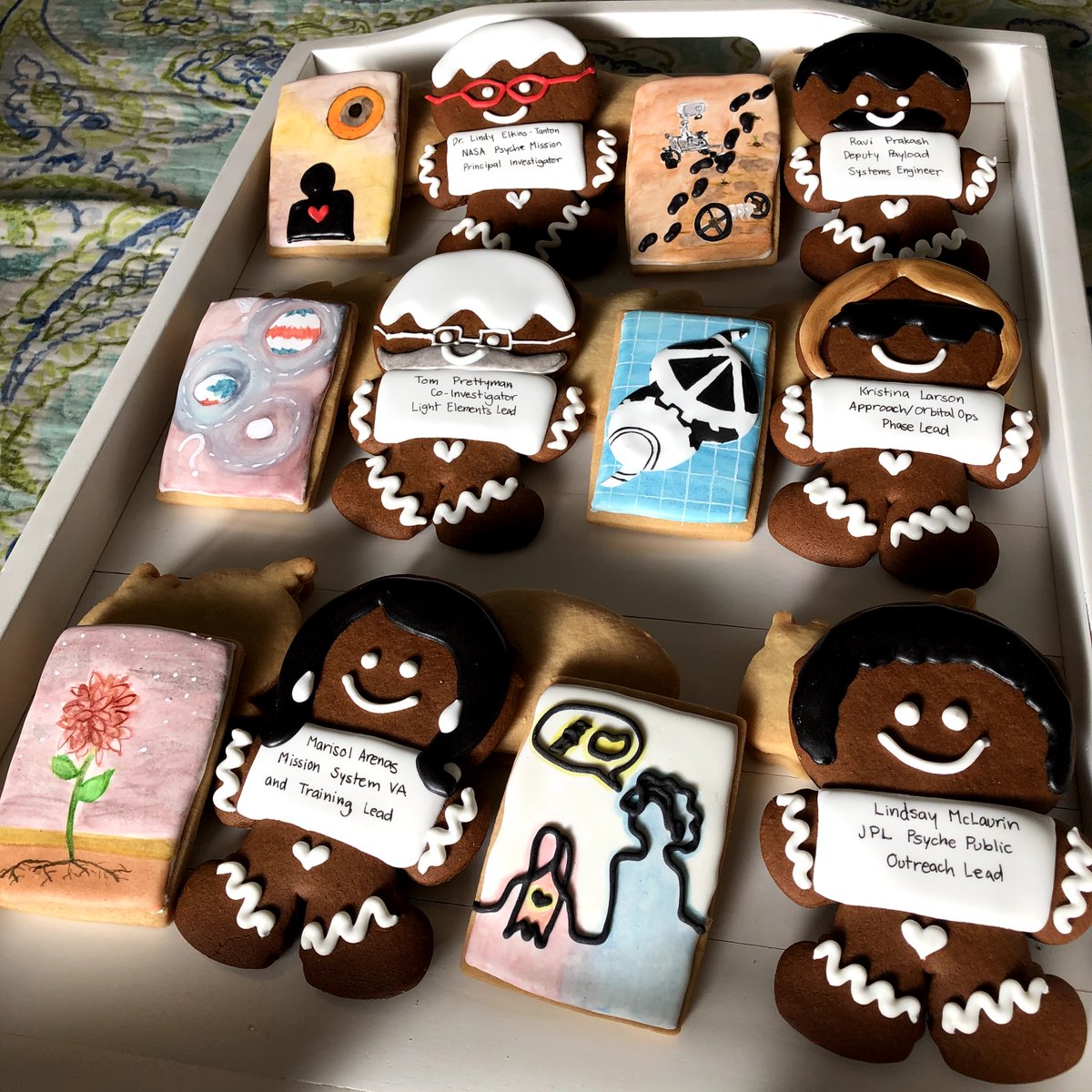 MissionToPsyche's tweet photo. After meeting #MissionToPsyche team members, Psyche Inspired intern &amp; @seattleu student Cameryn was so moved by their contributions that she made them into cookies! See: Lindy Elkins-Tanton, Ravi Prakash, Tom Prettyman, Kristina Larson, Marisol Arenas, &amp; Lindsay McLaurin! https://t.co/ET6iZHxnqn