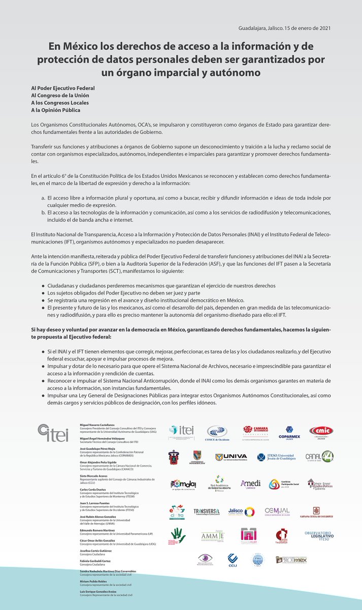 CynthiaCanteroP's tweet photo. En México los derechos de acceso a la información y de protección de datos deben ser garantizados por un órgano imparcial y autónomo #SomosINAI #SomosIFT #NiUnPasoAtrás @INAImexico
Descárgalo en: https://t.co/XMWqVTUsUb https://t.co/bcn6WTK5JL