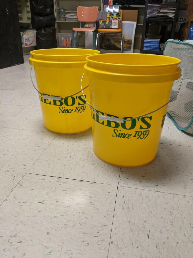 ElementaryLamar's tweet photo. “Shout Out” to Gebo’s for donating buckets to our campus!  Students will use these as drums in music class with Ms. Jasso. We appreciate Gebo’s supporting our schools and students! #pampaproud https://t.co/POklj0F6yX