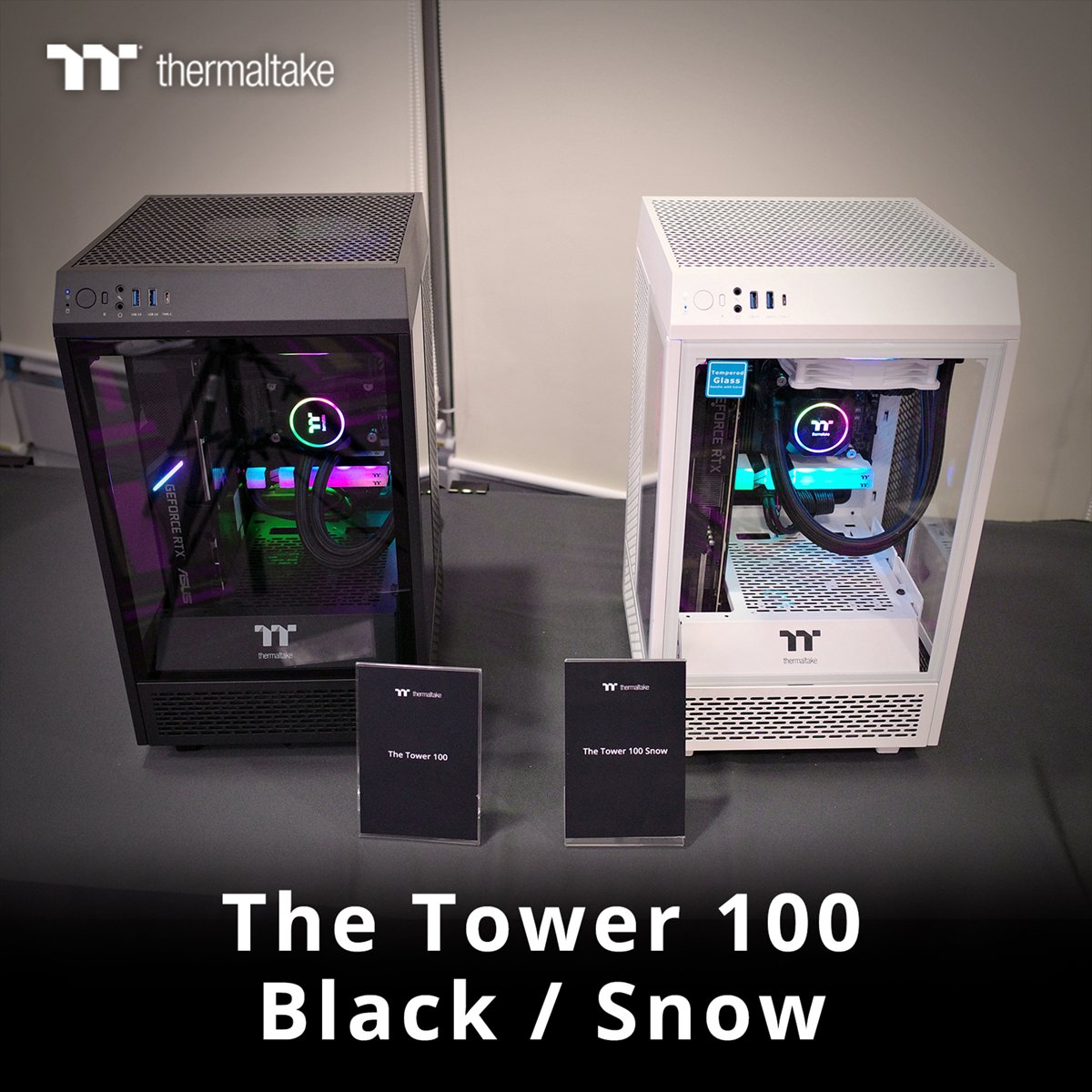 Thermaltake North America on X: We get another look at the Tower 100, a  vertically designed mini-ITX chassis with panoramic viewing. It comes with  two preinstalled 120mm standard fans and the design