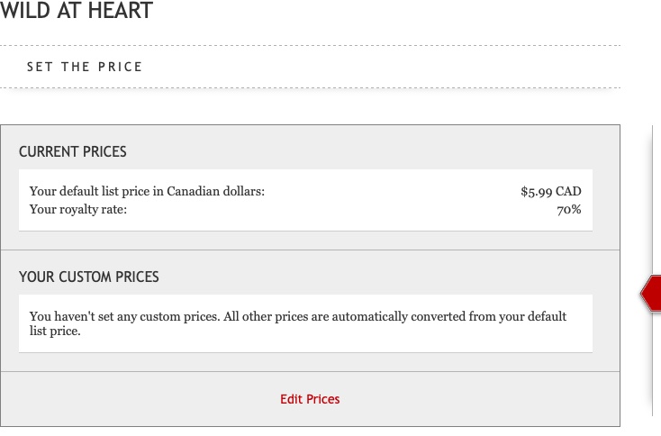 On Kobo, the territorial prices are buried under Edit Prices here. Here are screenshots of without and with territorial prices set.