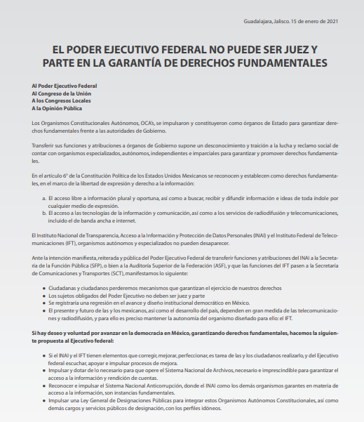 observa_org's tweet photo. El Estado debe respetar y generar condiciones para que todas las personas tengamos acceso a información de forma proactiva, transparente y plural ¡No a la desaparición del @INAImexico!
#SomosINAI #SomosIFT #NiUnPasoAtrás https://t.co/xkh8hSbHXs