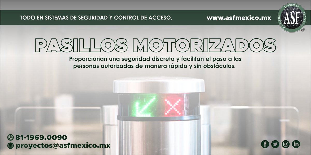 Expertos en #ControlDeAcceso peatonal, servicios de venta, instalación y mantenimiento. Todo en #SistemasDeSeguridad Mas información en: asfmexico.mx Cotizaciones: proyectos@asfmexico.mx #PasillosMotorizados #TorniquetesDeAcceso #Esclusas