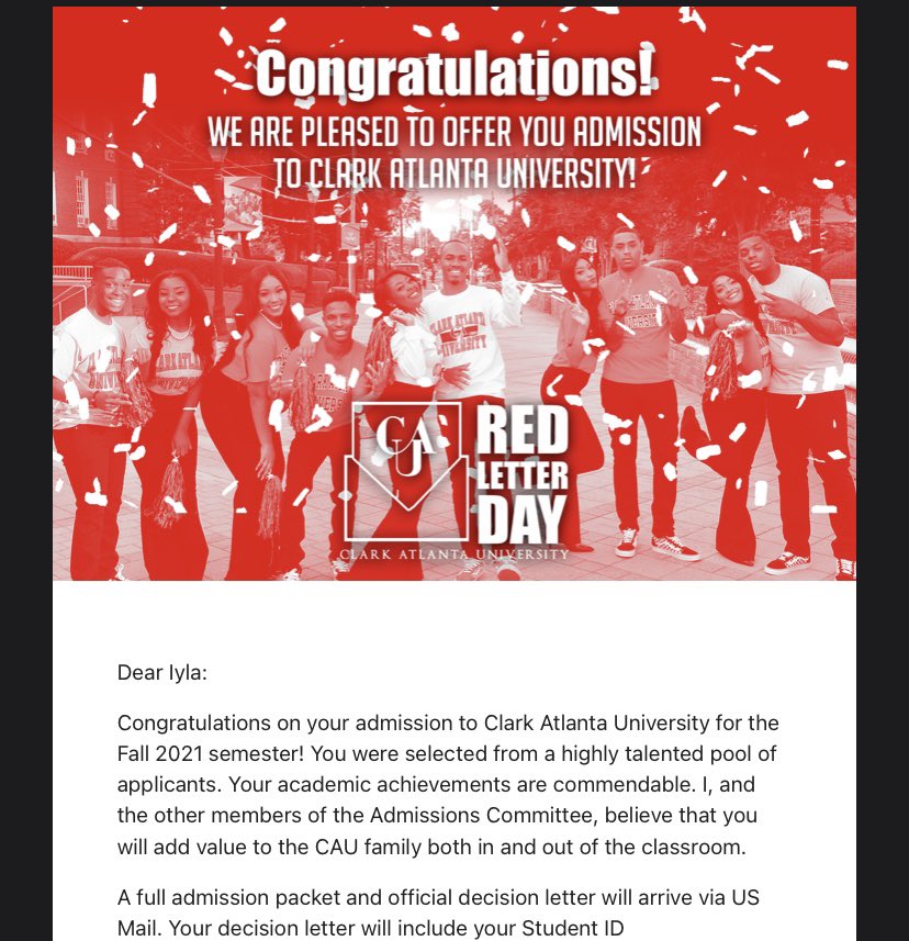 Feeling beyond blessed ! This has been my top school since I can remember! 
#CAU25 ❤️🤍🖤
#RedLetterDay