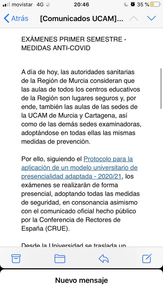 anabelrojas14's tweet photo. ¿Qué protocolo anti-COVID se diferencia de los propuestos por la UMU que decide aplazar exámenes? Los datos son iguales en ambas universidades. Miles de alumnos desplazándose de distintas comunidades, aunque eso ya lo sabéis. #NoOsImportamosUCAM https://t.co/SzLoZRL0YF