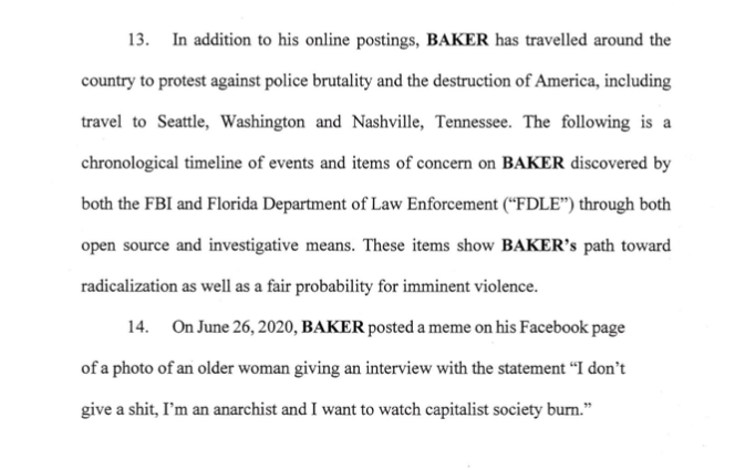 Baker traveled to  #Seattle where he participated in the CHAZ/CHOP events. He encouraged people to throw paint balloons at police. He was present during the shooting of two black teens.Footage - He can be seen profiled in the fall of chop article/website