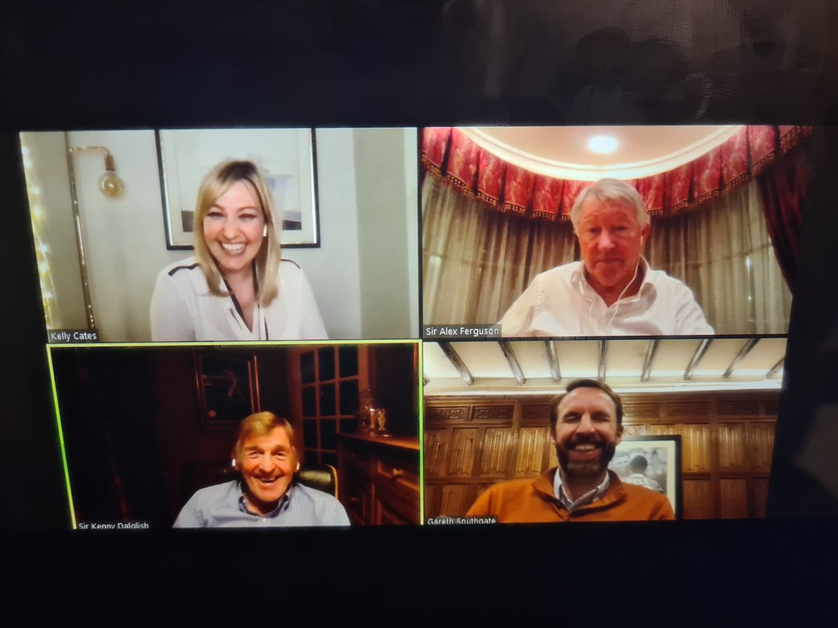 At this point sir Kenny and sir Alex are talking to each other about games, and goalkeepers, and trips, and wins, in such a Scottish accent that, well, I can't tell you exactly what they are taking about 