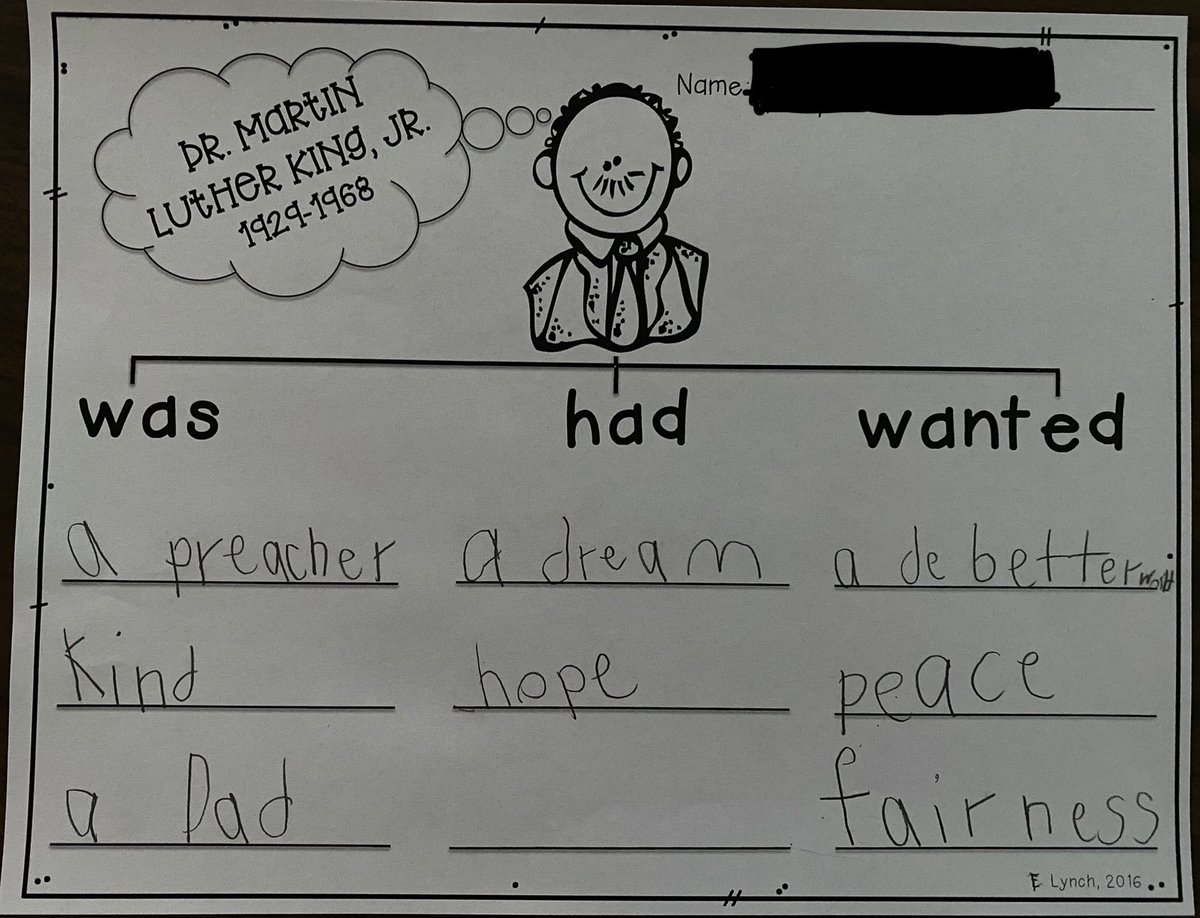 DeNobileG's tweet photo. Today my K students learned about MLK. We read Young Martin Luther King, Jr. “I Have a Dream” by Joanne Mattern. I am SO proud of their learning today and every day. https://t.co/NFUby4WJQJ