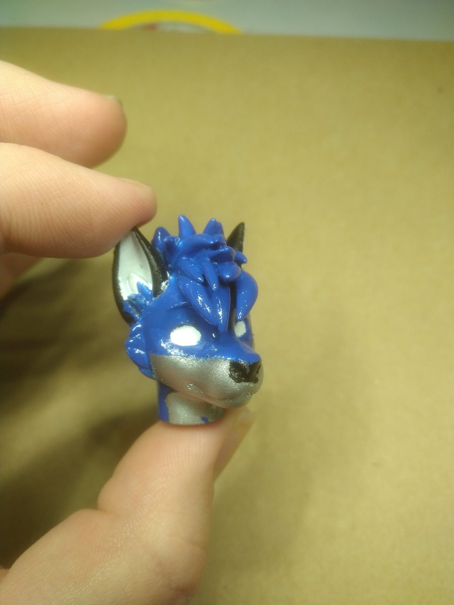 A trial with 3d printed version of Blue.
Painted with spray cans and masking tape.