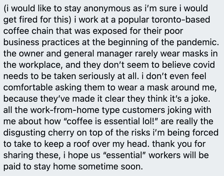 Here's a free tip, don't joke with your barista that "coffee is essential ha ha ha"