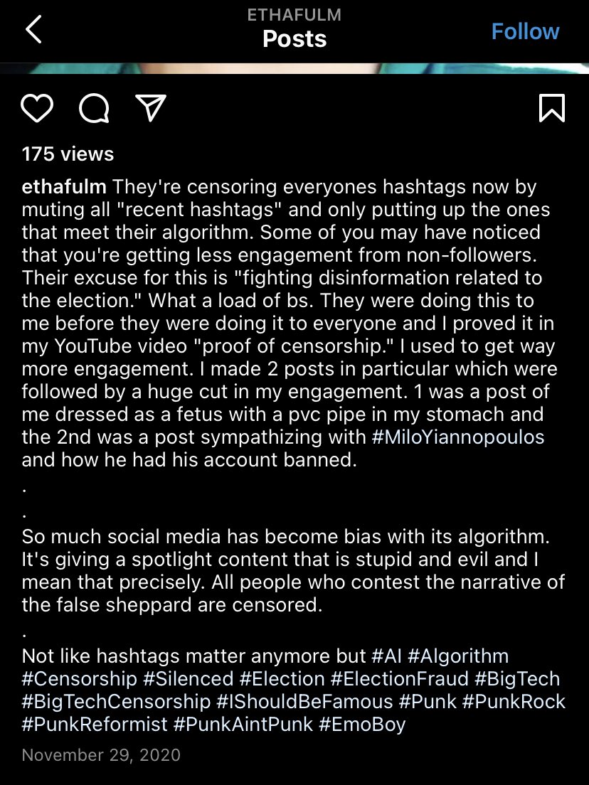 His IG account is also sprinkled with RW propaganda and defenses of Milo.