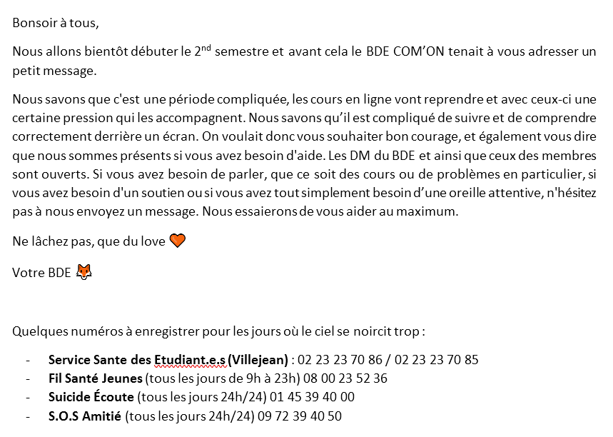 Un petit mot pour les Info-Com 🧡