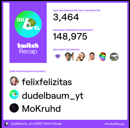 dudelbaum's tweet photo. @FelixFelizitas @mokruhd  #TwitchRecap2020 https://t.co/24JYGoa77s
