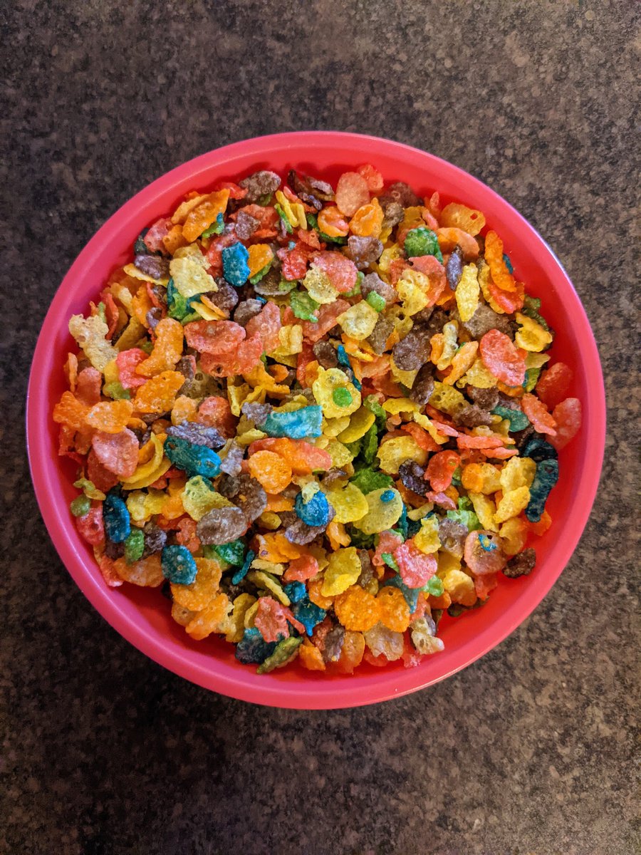 Got a bowl of Fruity Pebbles for an afternoon snack and my brain screamed U...