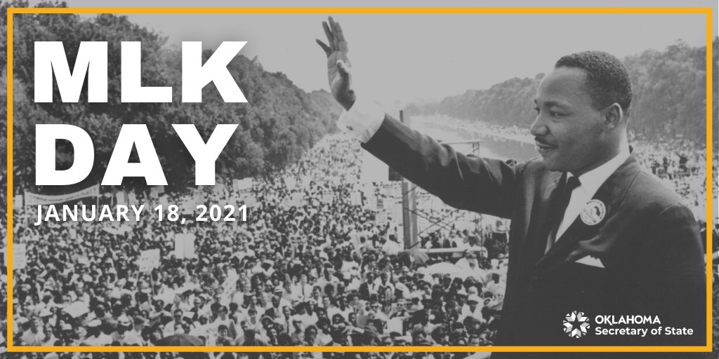 In honor of Martin Luther King Jr. Day, the Secretary of State's Office will be closed on Monday, January 18th, and will reopen on Tuesday January 19th.