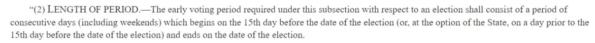  With early voting the drafters of HR1 did something really smart--they included weekends in the early voting mandate! After all, if your job/life inhibits finding time to vote on a Tuesday then likely M-F 9am-5pm early voting isn’t going to do a whole lot of good.