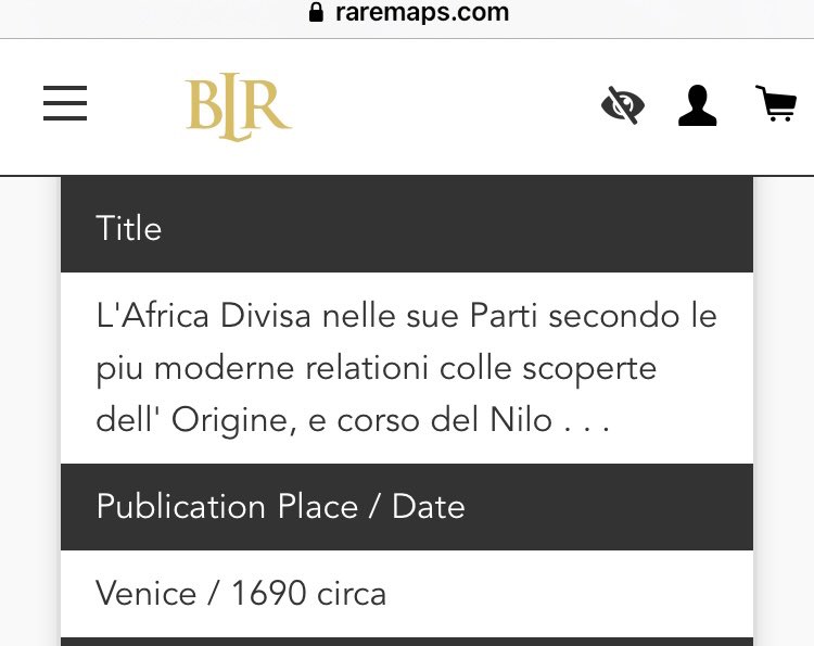 This is a map at BLR Rare Maps dated 1690 by map maker Coronelli, made in Venice Italy, of L’Africa /Africa