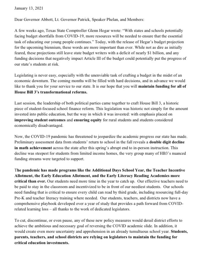 JeffKitner's tweet photo. Our first (likely of many) advocacy letter during the 87th legislative session. Along with friends like @Commit2Dallas, @investedtx, @NTxCommission, and others we #ProtectHB3 and investment in our public schools. #txlege https://t.co/JCwFcUzmT4