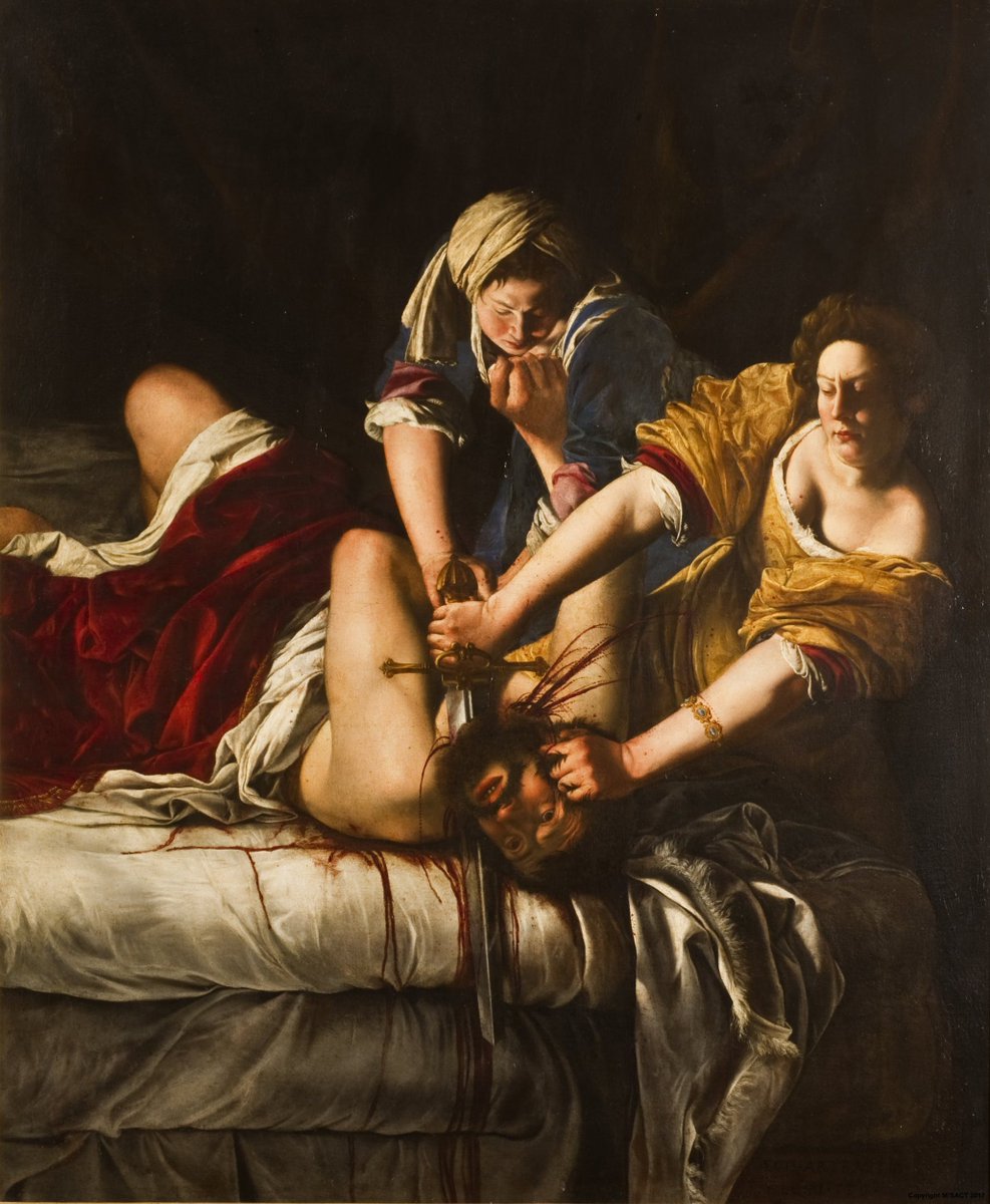 artemisia gentileschi's paintings are extremely brilliant in that it's gothic in a visual way bc it draws from caravaggio (in fact she is the only artist to ever Do It Like Him) and also in the way that i gave a talk abt this subject in uni nd love her