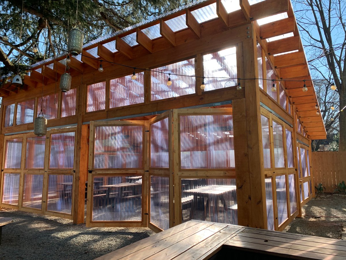 Just in time for the colder winter nights, introducing THE GREENHOUSE at GYH. Come hang this weekend in our covered, heated, and vented space in our cozy backyard patio.