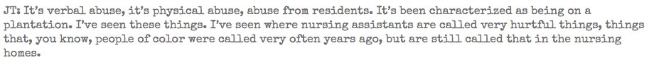 Frontline  #LTC staff have also been historically underpaid, undervalued and, at times, abused.  @JasT_PhD has documented these experiences, especially among POC staff ( https://onlinelibrary.wiley.com/doi/abs/10.1111/nin.12315). She says this mistreatment has to be considered in any  #COVID19 vaccination effort.