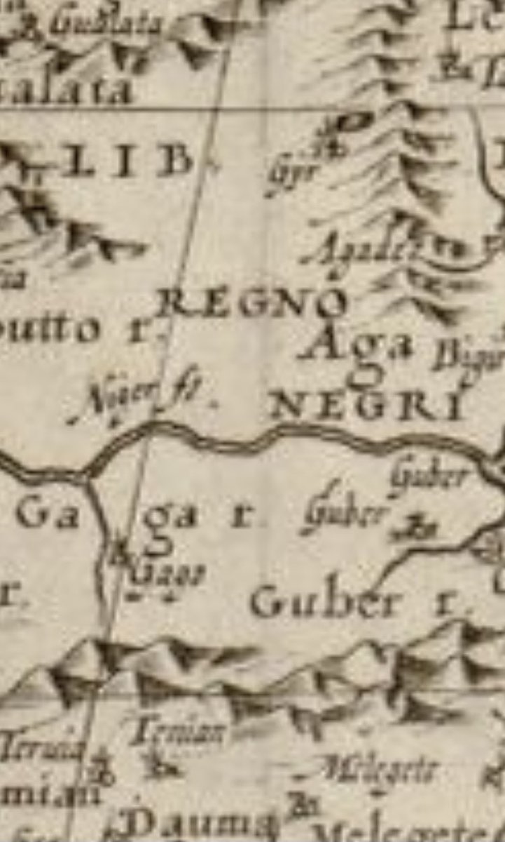 Map at Library of Congress dated 1600 AD of Africa that includes a region called Negri, not to be confused with other markings for the Niger River