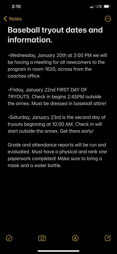 🚨BASEBALL TRYOUT INFORMATION BELOW🚨