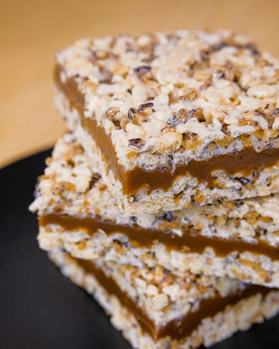 This rice crispy is definitely a TREAT. It's made with puffed wild rice for a little extra flavor in the crisp, surrounding a suuuper soft, chewy caramel. Get a big ol' bar with next week's #TravailFamilyMeal at travailkitchen.com/familymeal35